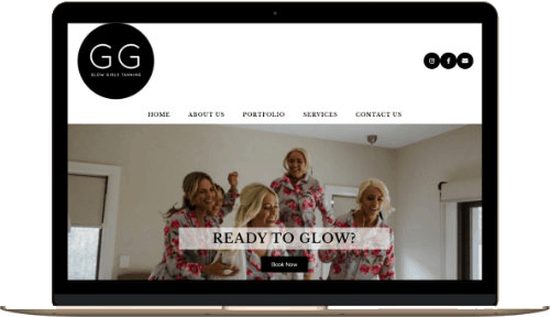 Glow Girls Tanning Website Design Laptop Mockup
