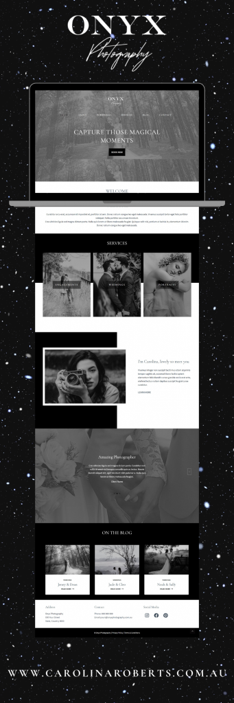 Onyx WordPress Photographer Monochrome Website Theme - Minimalist and Mono